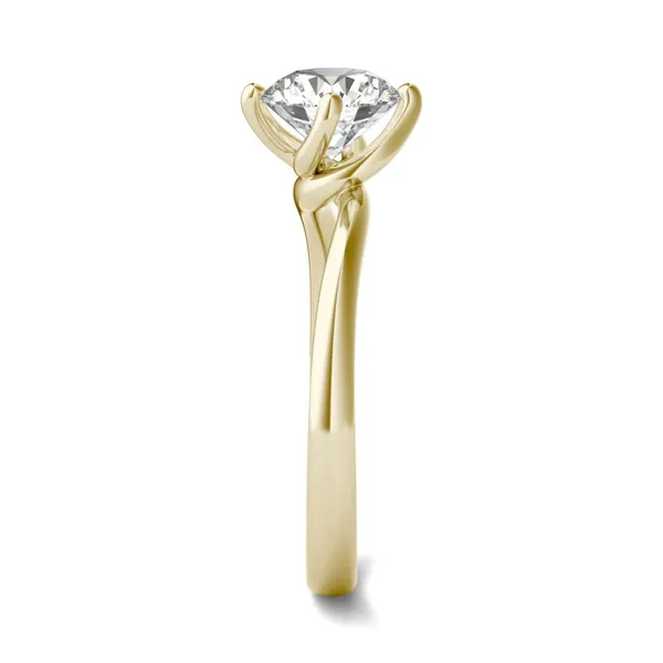 1 CTW Round Caydia Lab Grown Diamond Twisted Gallery Solitaire Engagement Ring 14K Yellow Gold