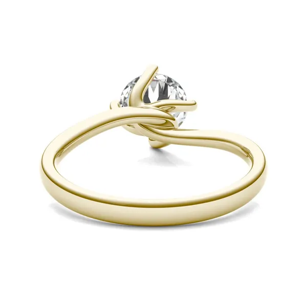 1 CTW Round Caydia Lab Grown Diamond Twisted Gallery Solitaire Engagement Ring 14K Yellow Gold