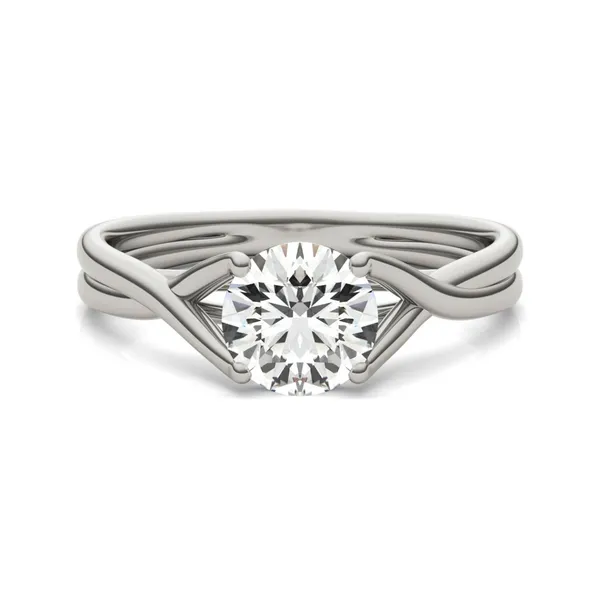 1 CTW Round Caydia Lab Grown Diamond Interlaced Solitaire Engagement Ring 14K White Gold