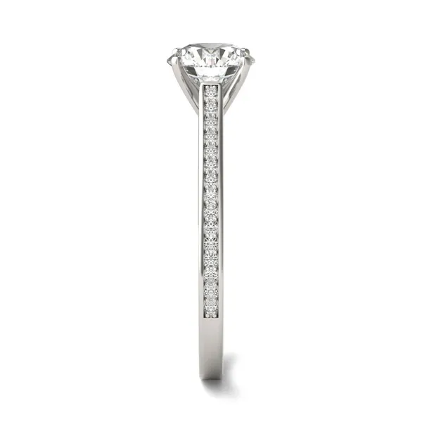 1 2/5 CTW Round Caydia Lab Grown Diamond Three-Sided Solitaire Engagement Ring 14K White Gold