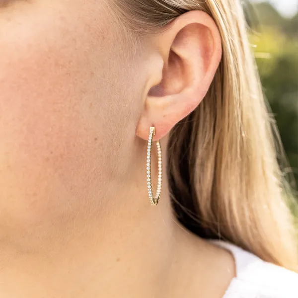 1 CTW Round Caydia Lab Grown Diamond Inside Out Earrings 14K Yellow Gold