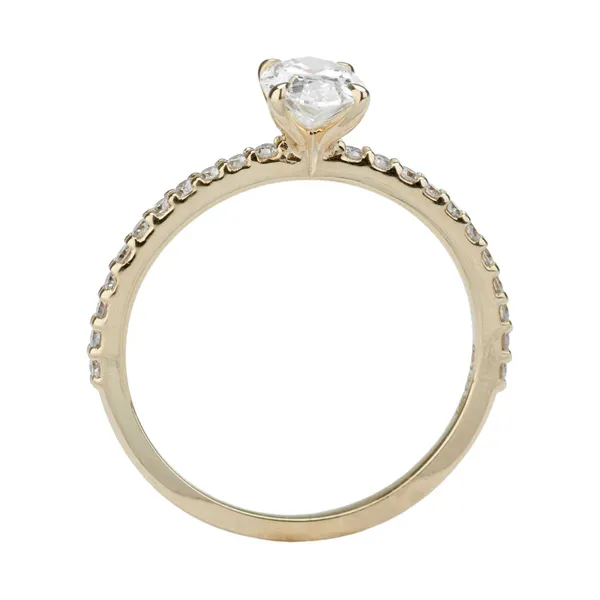 0.97 CTW Oval Side-Stone Engagement Ring