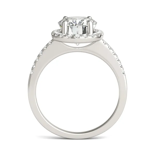 3.34 CTW DEW Oval Forever One Moissanite Halo Accented Engagement Ring in 14K White Gold