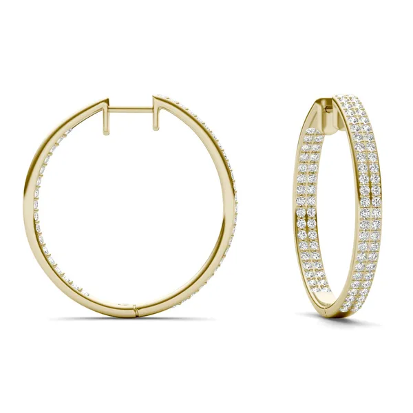 0.84 CTW Round Caydia Lab Grown Diamond Double Row Hoop Earrings in 14K Yellow Gold