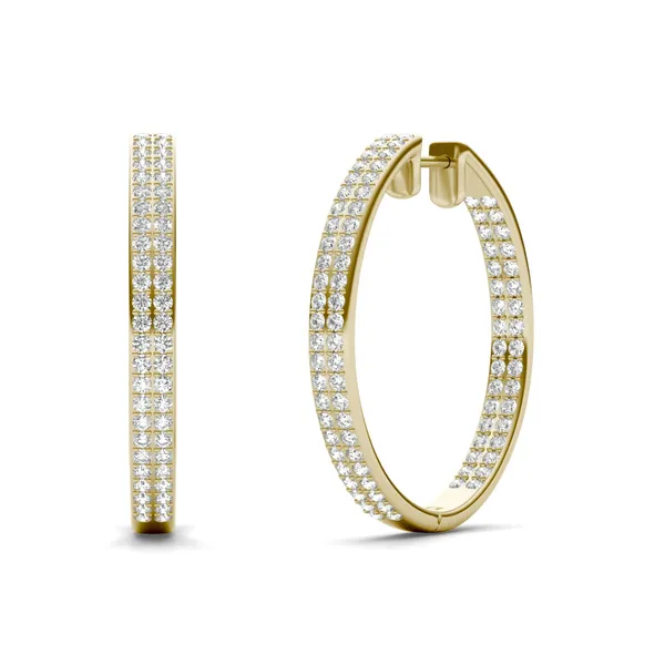0.84 CTW Round Caydia Lab Grown Diamond Double Row Hoop Earrings in 14K Yellow Gold