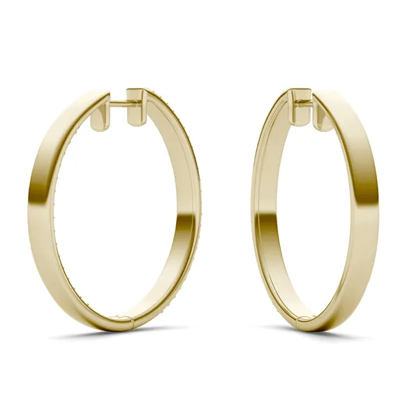 0.84 CTW Round Caydia Lab Grown Diamond Double Row Hoop Earrings in 14K Yellow Gold