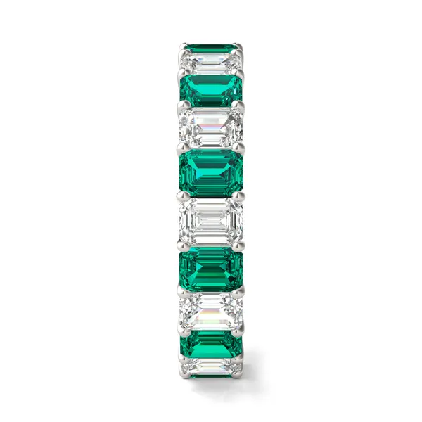 Emerald Alternating Basket Eternity Band