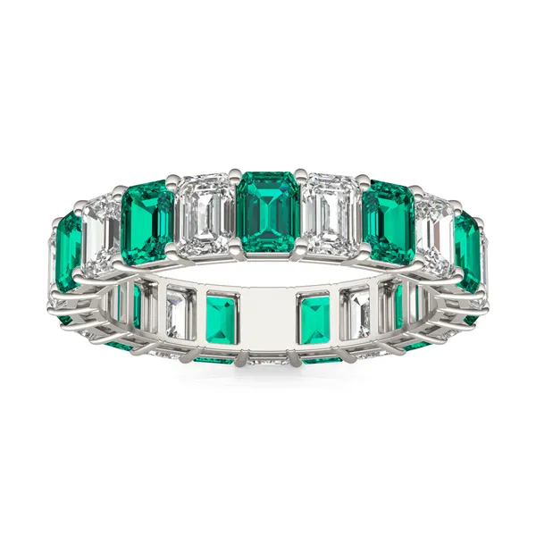 Emerald Alternating Basket Eternity Band