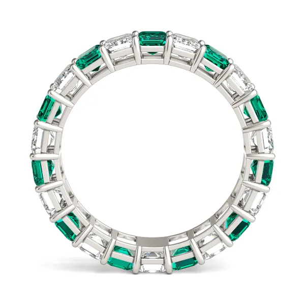 Emerald Alternating Basket Eternity Band