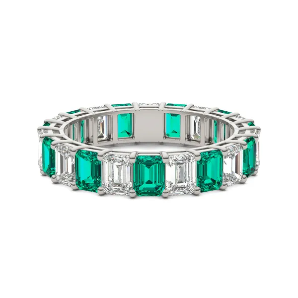 Emerald Alternating Basket Eternity Band