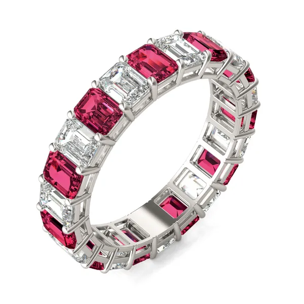 Ruby Alternating Basket Eternity Band