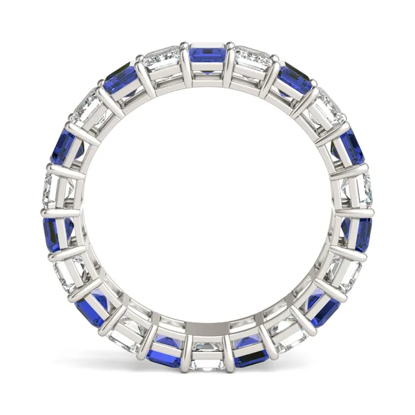 Sapphire Alternating Basket Eternity Band