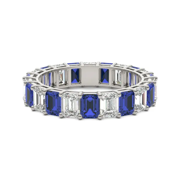 Sapphire Alternating Basket Eternity Band