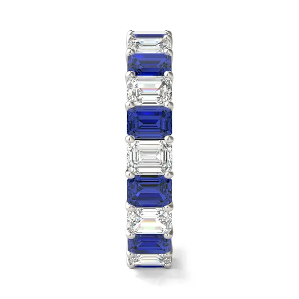 Sapphire Alternating Basket Eternity Band