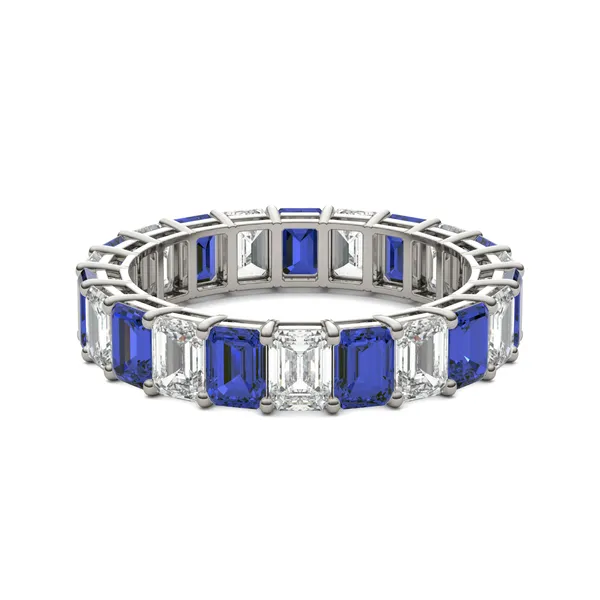 Sapphire Alternating Basket Eternity Band