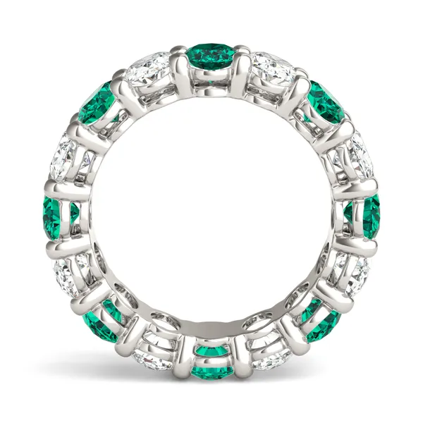 Oval Alternating Basket Emerald Eternity Band