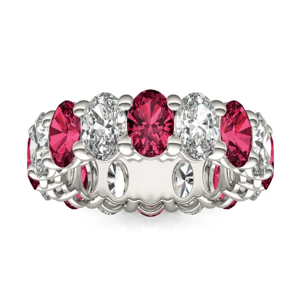 Oval Alternating Basket Ruby Eternity Band