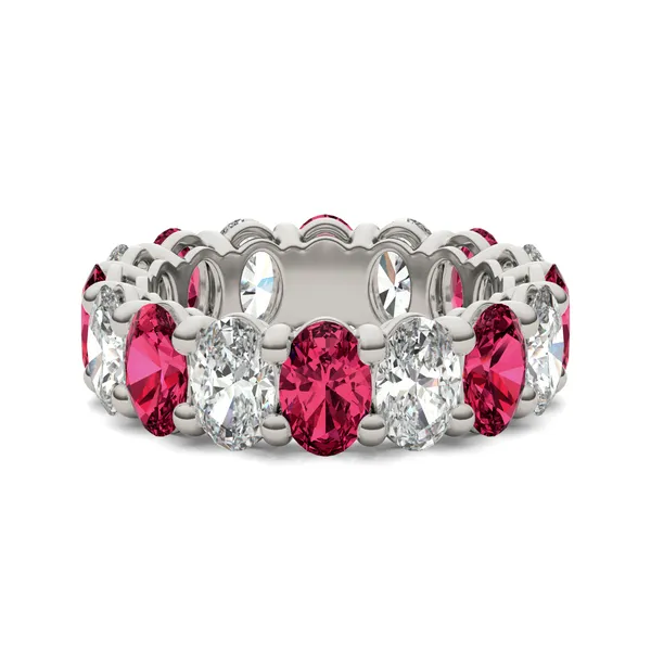Oval Alternating Basket Ruby Eternity Band