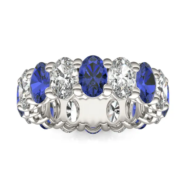 Oval Alternating Basket Sapphire Eternity Band