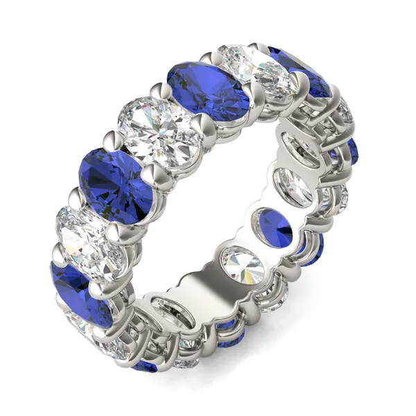 Oval Alternating Basket Sapphire Eternity Band