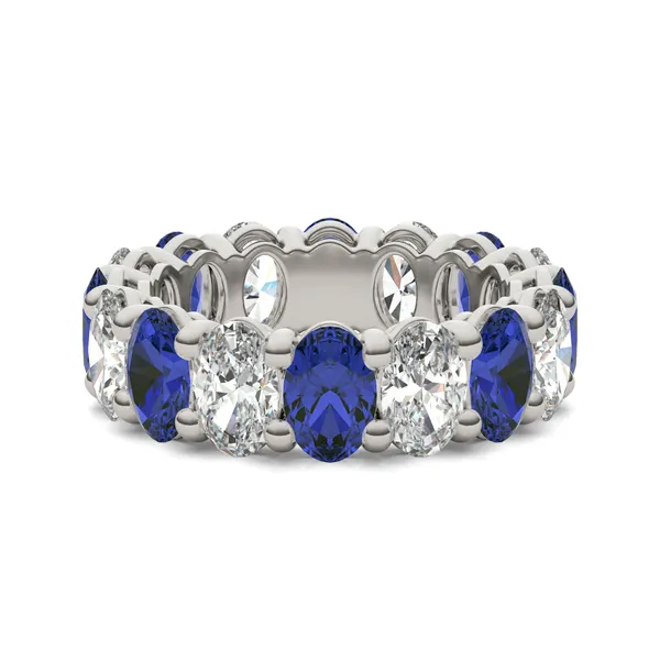 Oval Alternating Basket Sapphire Eternity Band