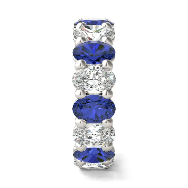 Oval Alternating Basket Sapphire Eternity Band