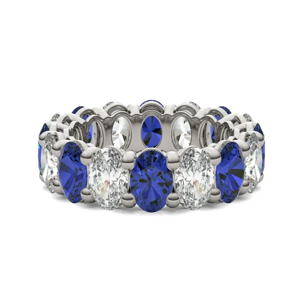 Oval Alternating Basket Sapphire Eternity Band