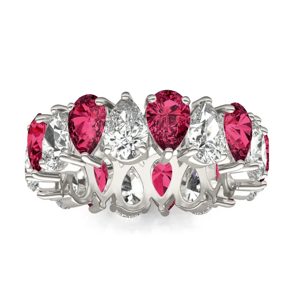 Pear Alternating Ruby Eternity Band