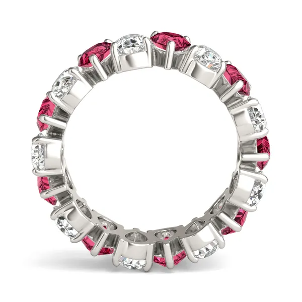 Pear Alternating Ruby Eternity Band