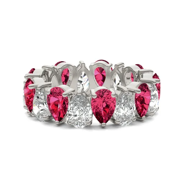 Pear Alternating Ruby Eternity Band