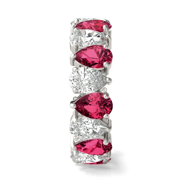 Pear Alternating Ruby Eternity Band