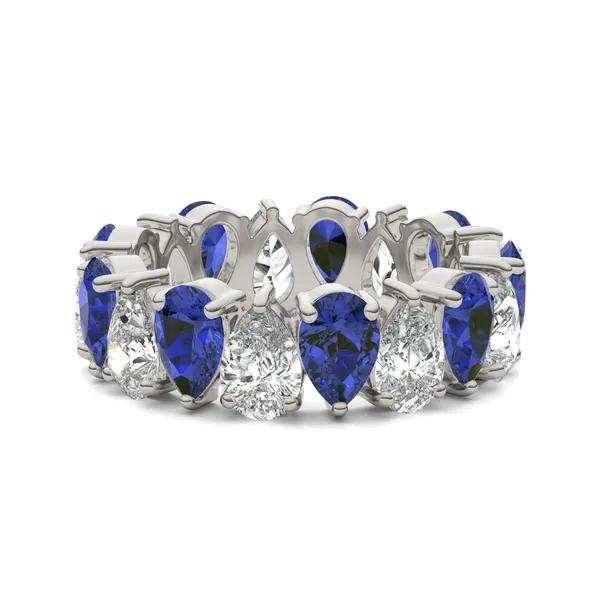 Pear Alternating Sapphire Eternity Band
