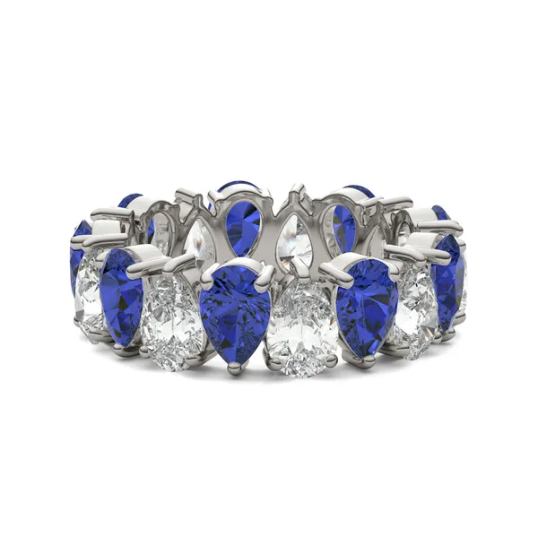 Pear Alternating Sapphire Eternity Band