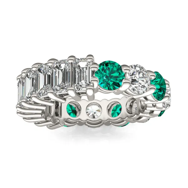 Alternating Emerald Paradox Eternity Band Wedding Ring
