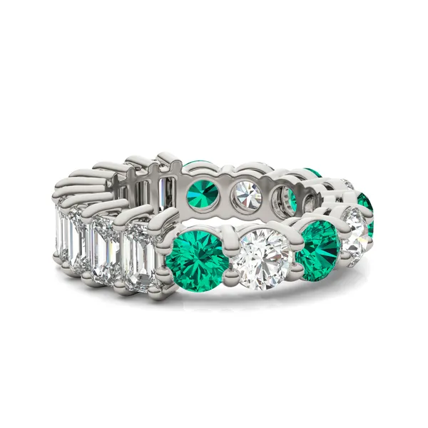 Alternating Emerald Paradox Eternity Band Wedding Ring