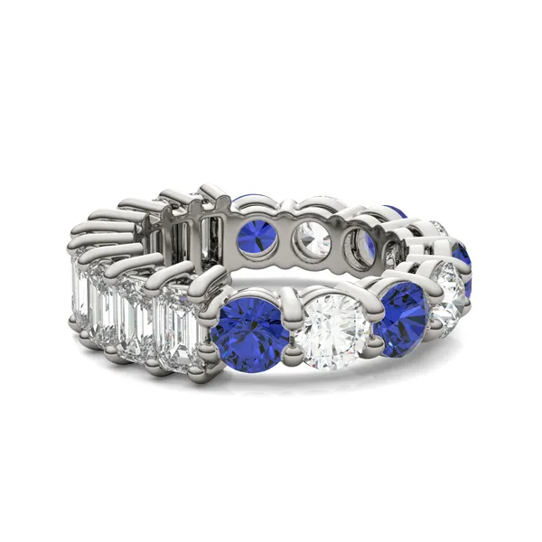 Alternating Sapphire Paradox Eternity Band Wedding Ring