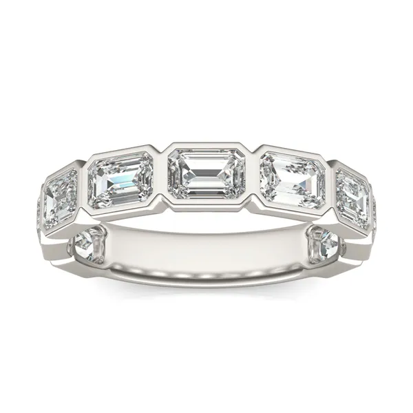 Emerald East-West Bezel Anniversary Band