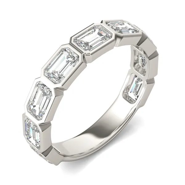 Emerald East-West Bezel Anniversary Band