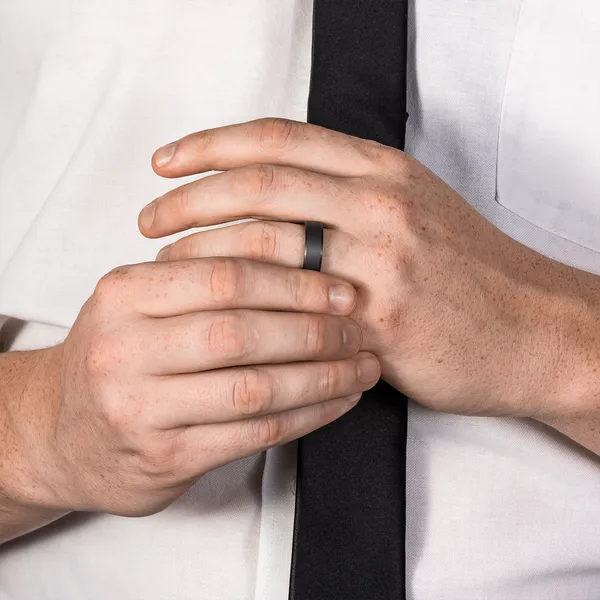 Beveled Edge Textured Men's Wedding Ring