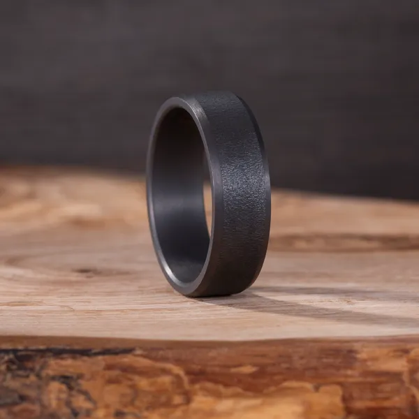 Beveled Edge Textured Men's Wedding Ring