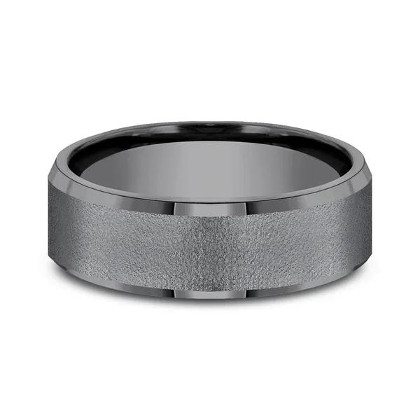 Beveled Edge Textured Men's Wedding Ring
