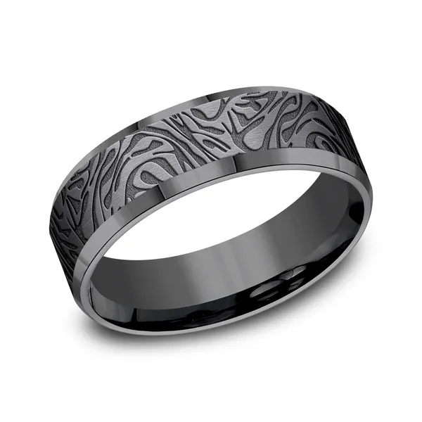 Ember Carved Wedding Ring 7mm