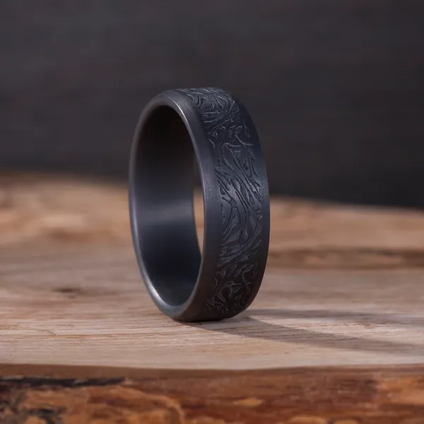 Ember Carved Wedding Ring 7mm
