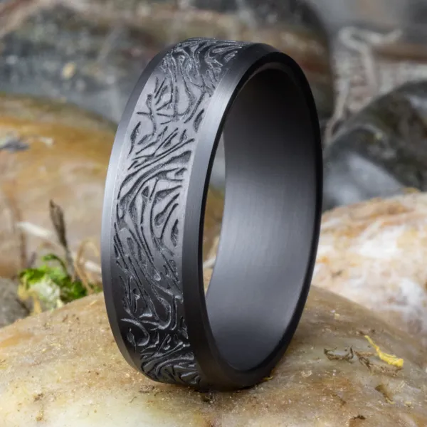 Ember Carved Wedding Ring 7mm