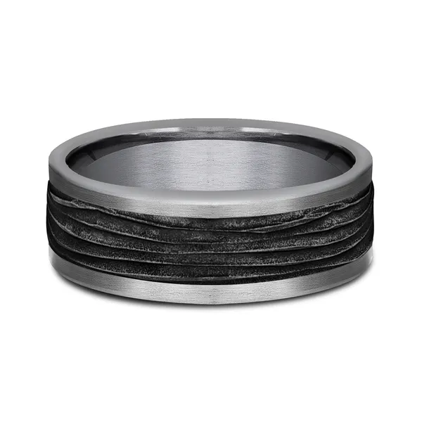 Black Oak Etched Wedding Ring 8mm