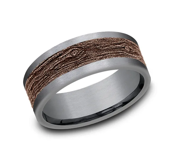 Knotty Pine Wedding Ring 8mm