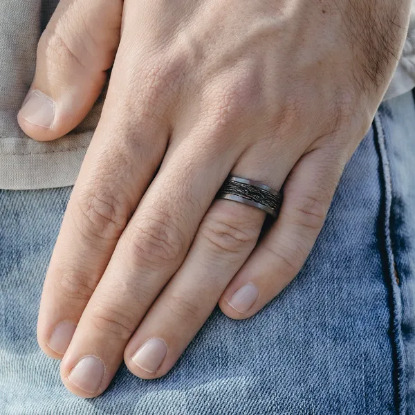 Knotty Pine Wedding Ring 8mm
