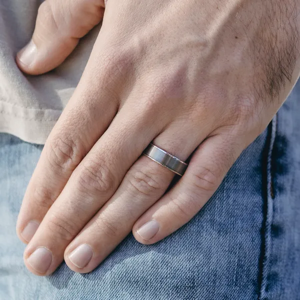 Grey Satin Eclipse Wedding Ring