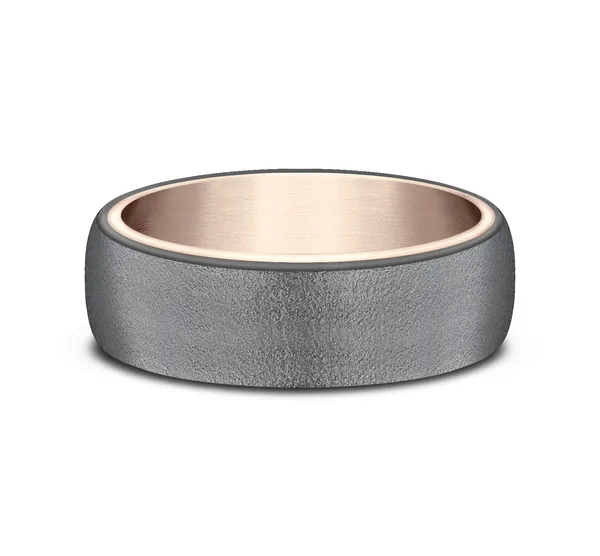Two-Toned Brushed Wedding Ring 6.5mm