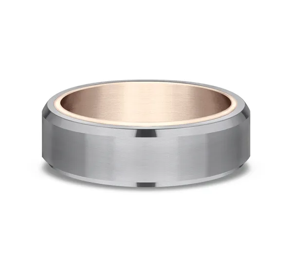 Two-Toned Beveled Edge Wedding Ring 6.5mm